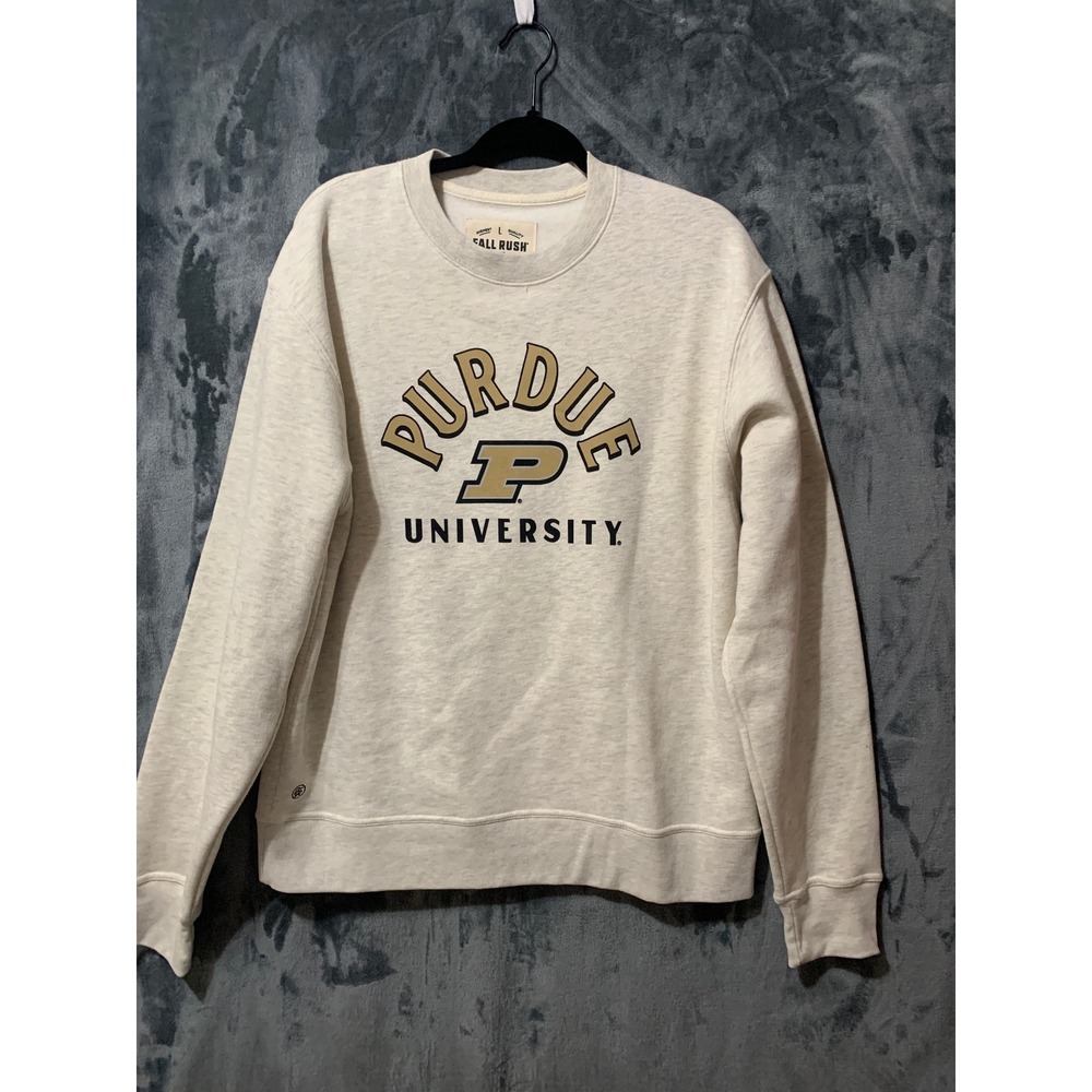 Purdue University Fall Rush Crewneck Sweatshirt Oatmeal Heathered Large College